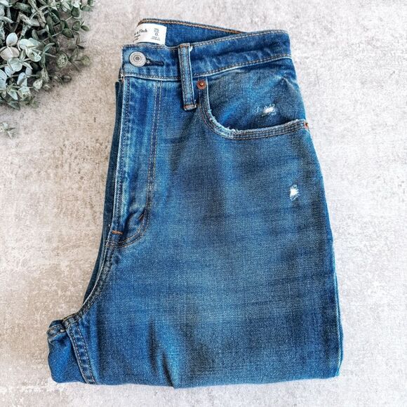 Abercrombie & Fitch Blue The Ankle Straight Ultra High Rise Jean Size 0 - Picture 1 of 8